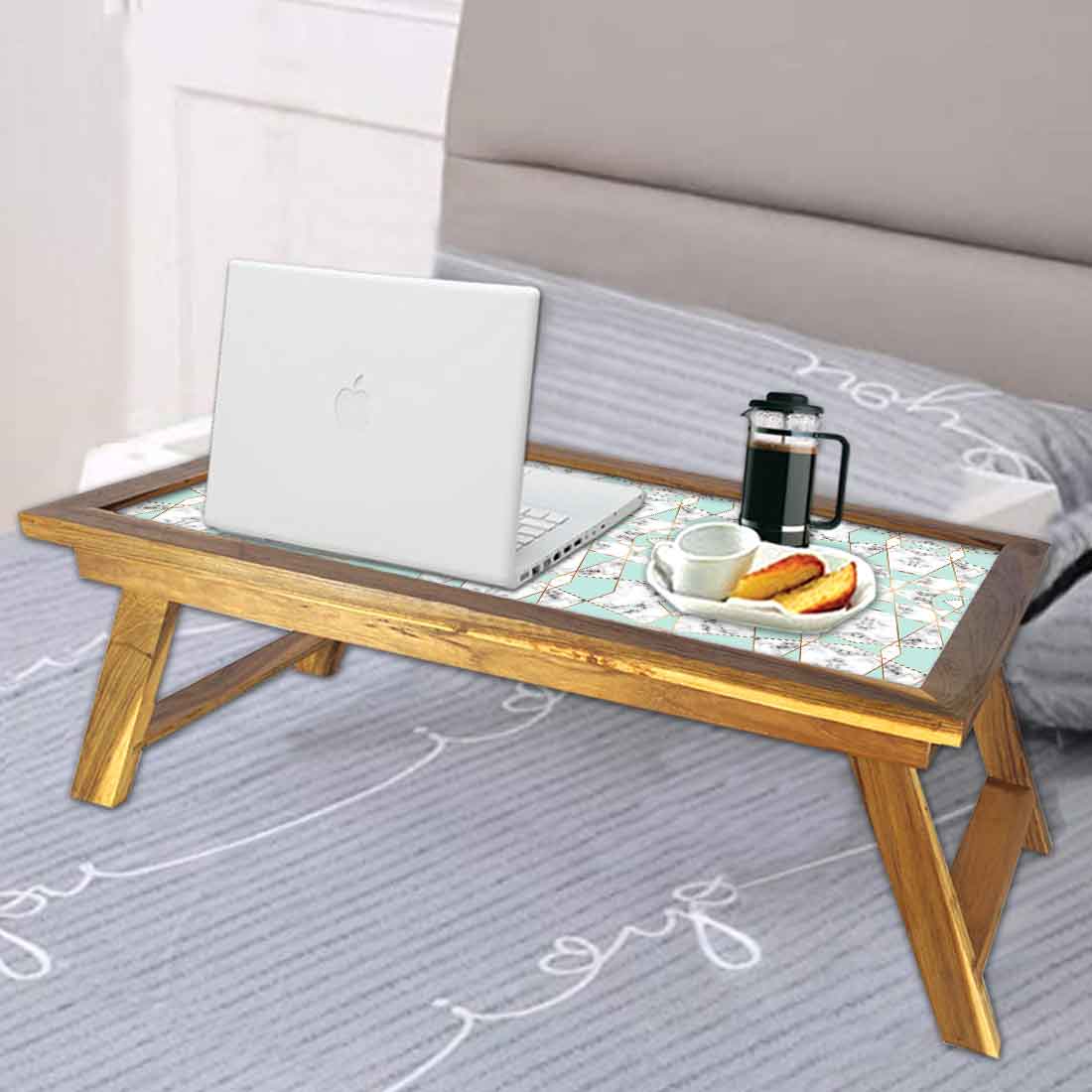 Nutcase Designer Lapdesk Breakfast in Bed Folding Tray Study Desk - Digital Print NOT Real Marble -Green Marble Pastel - Image 4