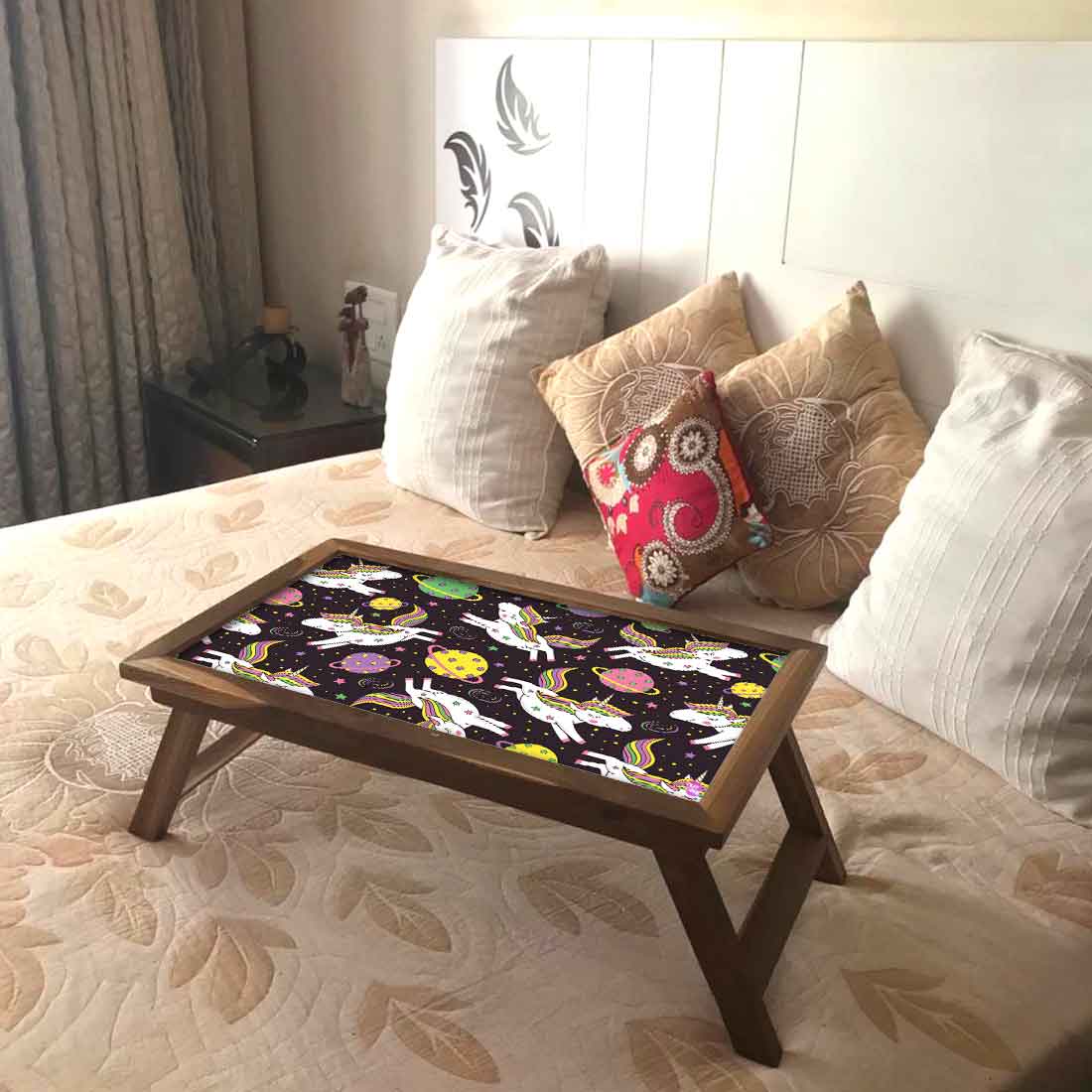Folding Designer Wooden Breakfast Table for Children - Unicorn Space