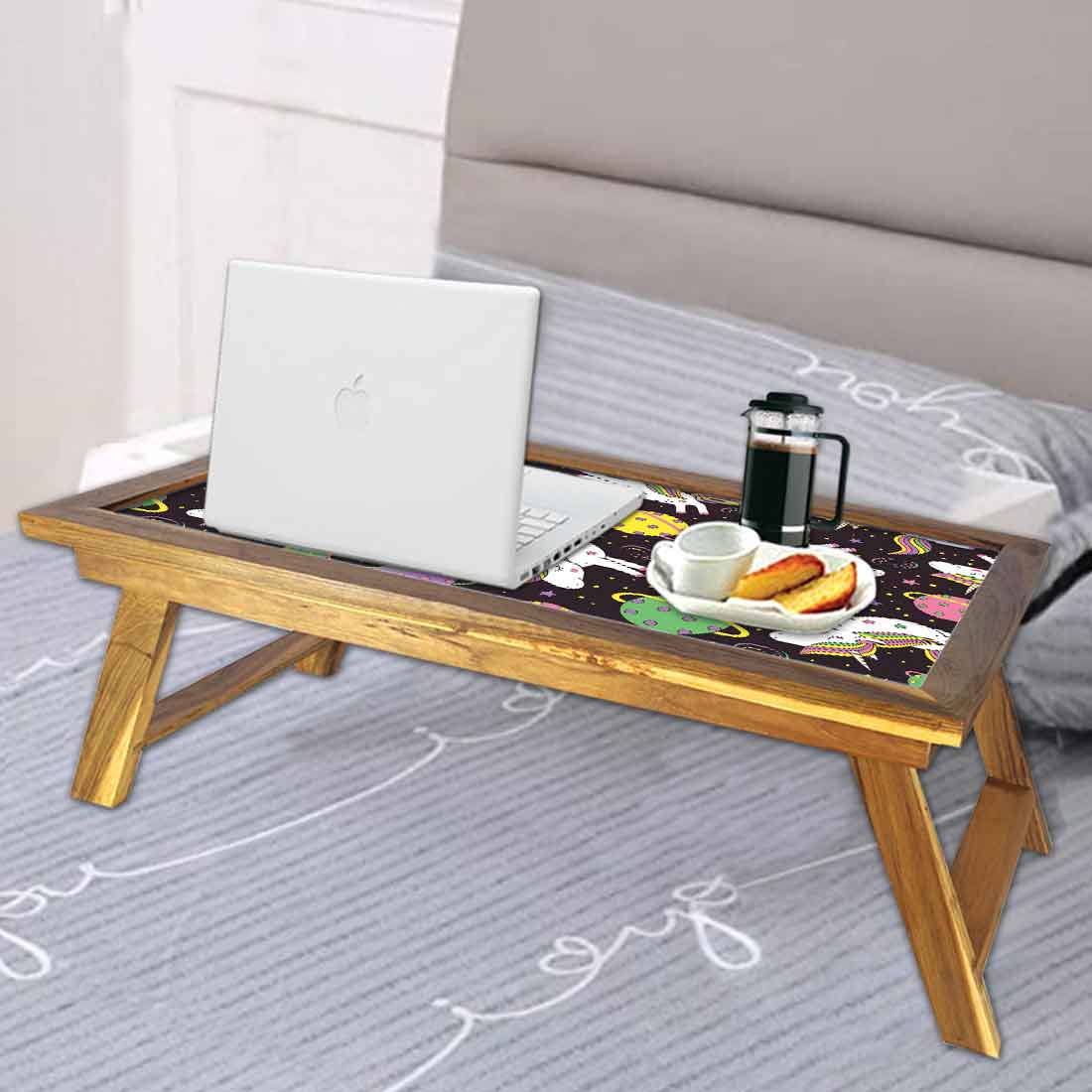 Folding Designer Wooden Breakfast Table for Children - Unicorn Space - Image 4