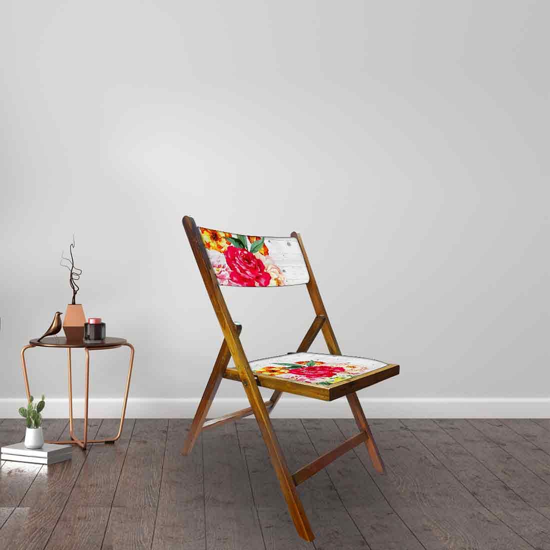 Nutcase Foldable Chair With Cushion - Red Rose White Background - Image 3