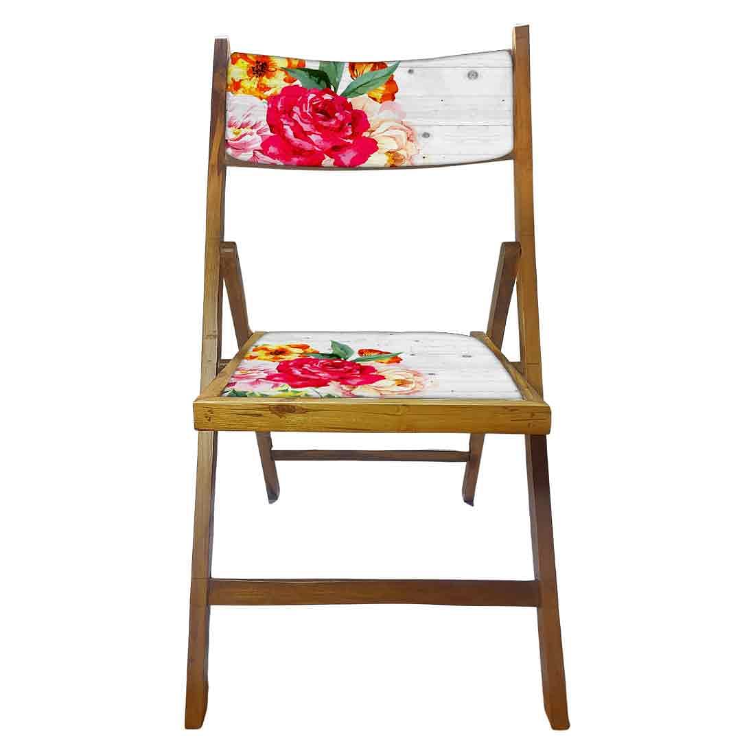 Nutcase Foldable Chair With Cushion - Red Rose White Background - Image 5