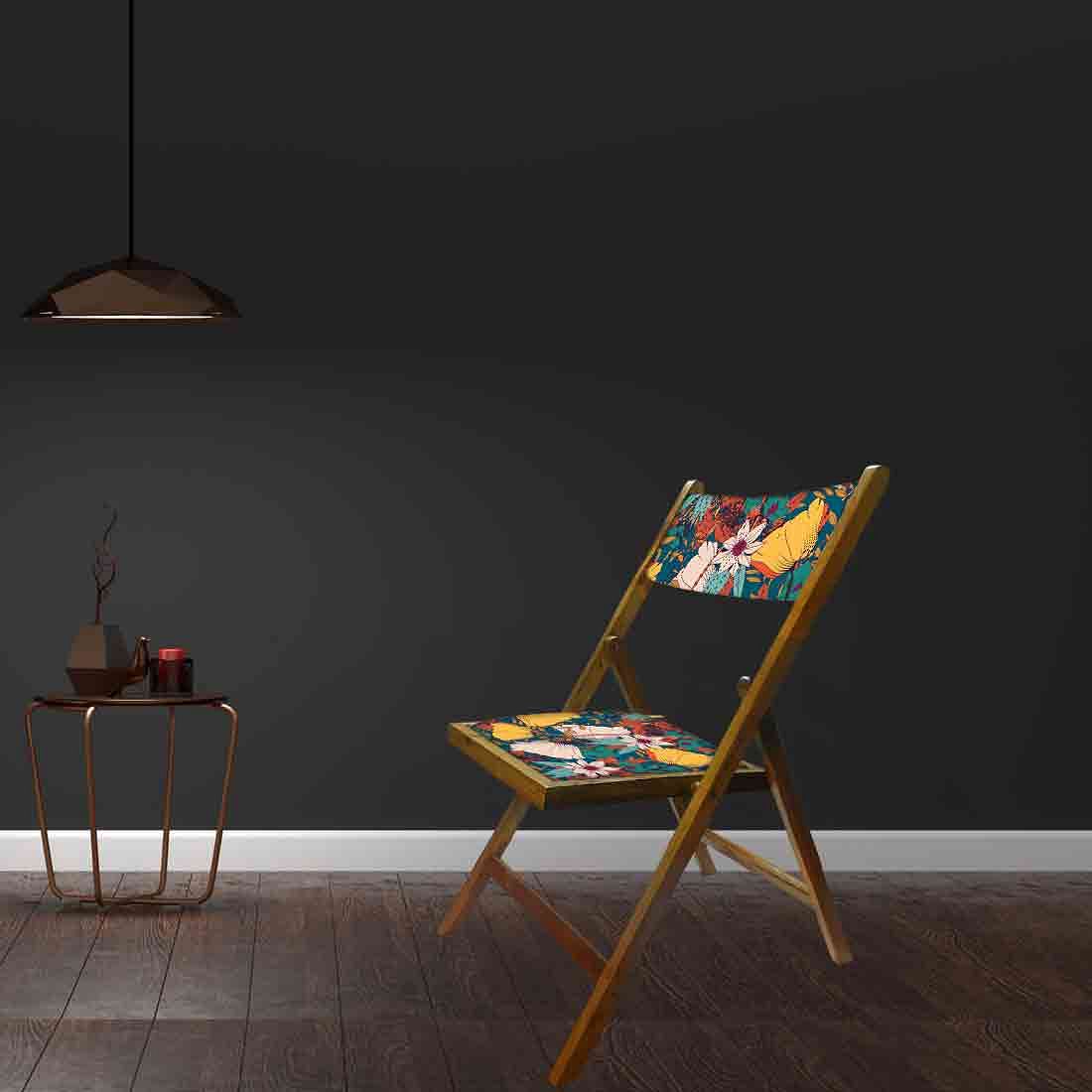 Nutcase Foldable Wooden Balcony Chairs - Yellow Elegance - Image 4