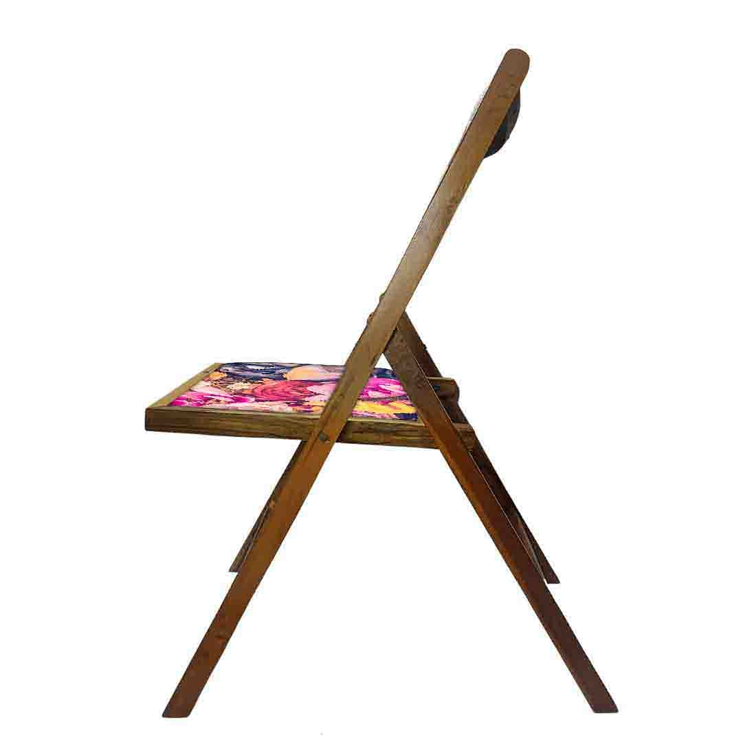 Nutcase Folding Wooden Chair For Balcony Patio - Pink Blue Rose - Image 7