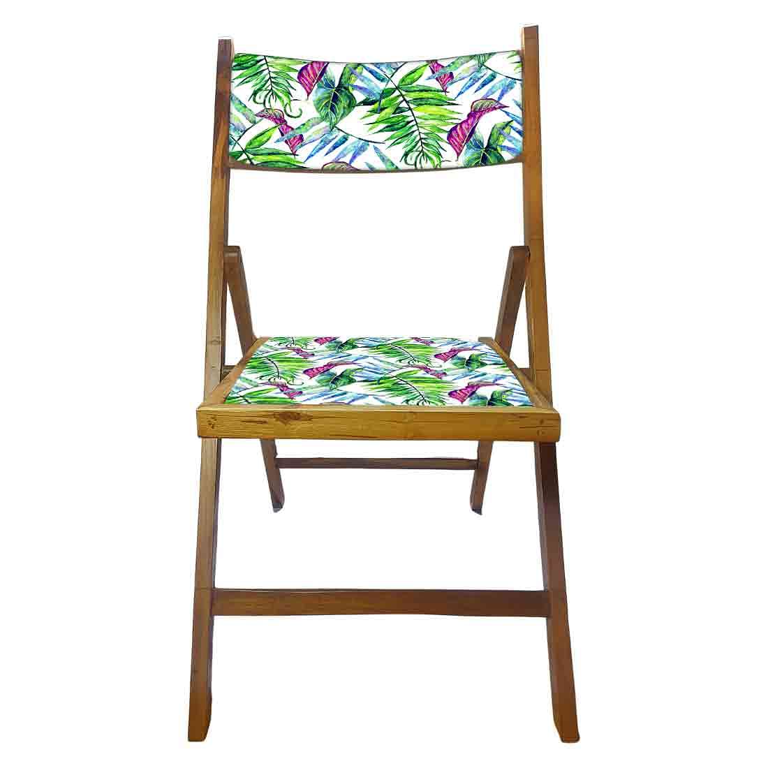 Nutcase Folding Wooden Chair For Home Dining  - Green Pink Neon Leaves - Image 5