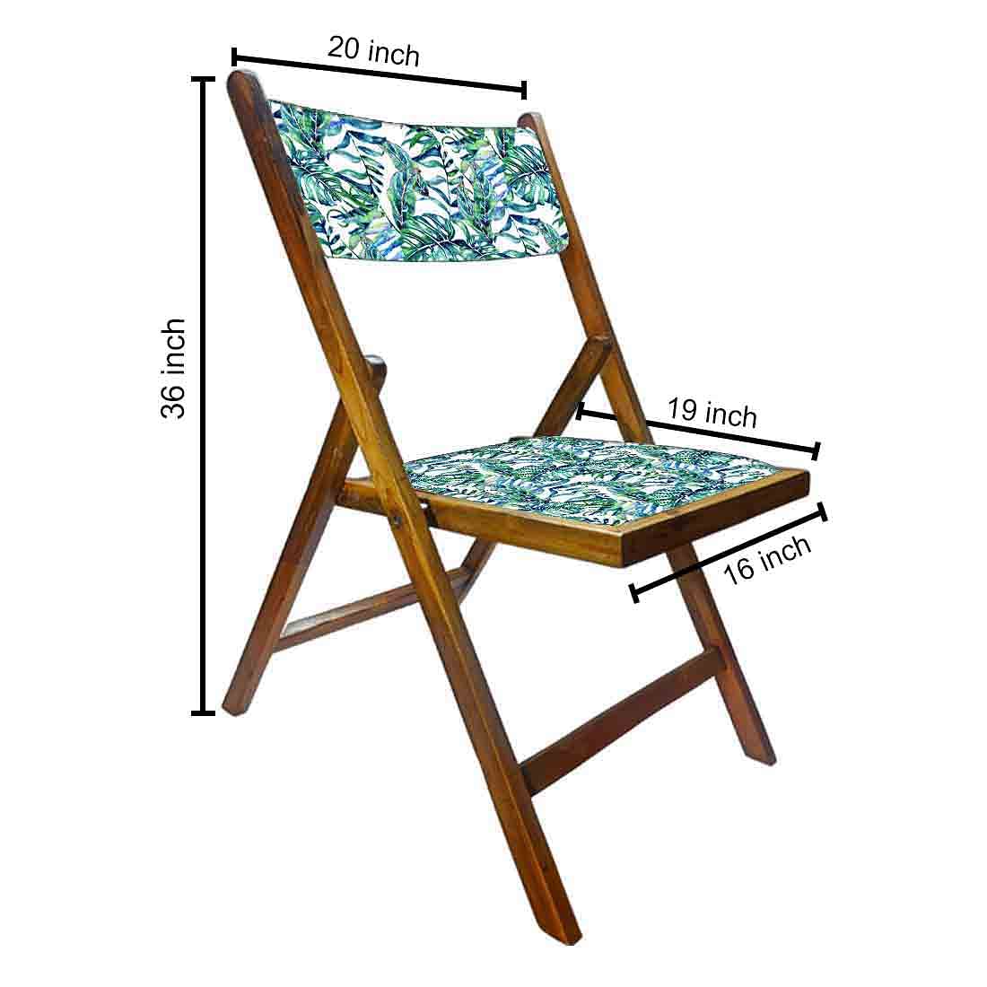 Nutcase Teak Wood Folding Chair for adults - Neon Tropical Leaves - Image 2
