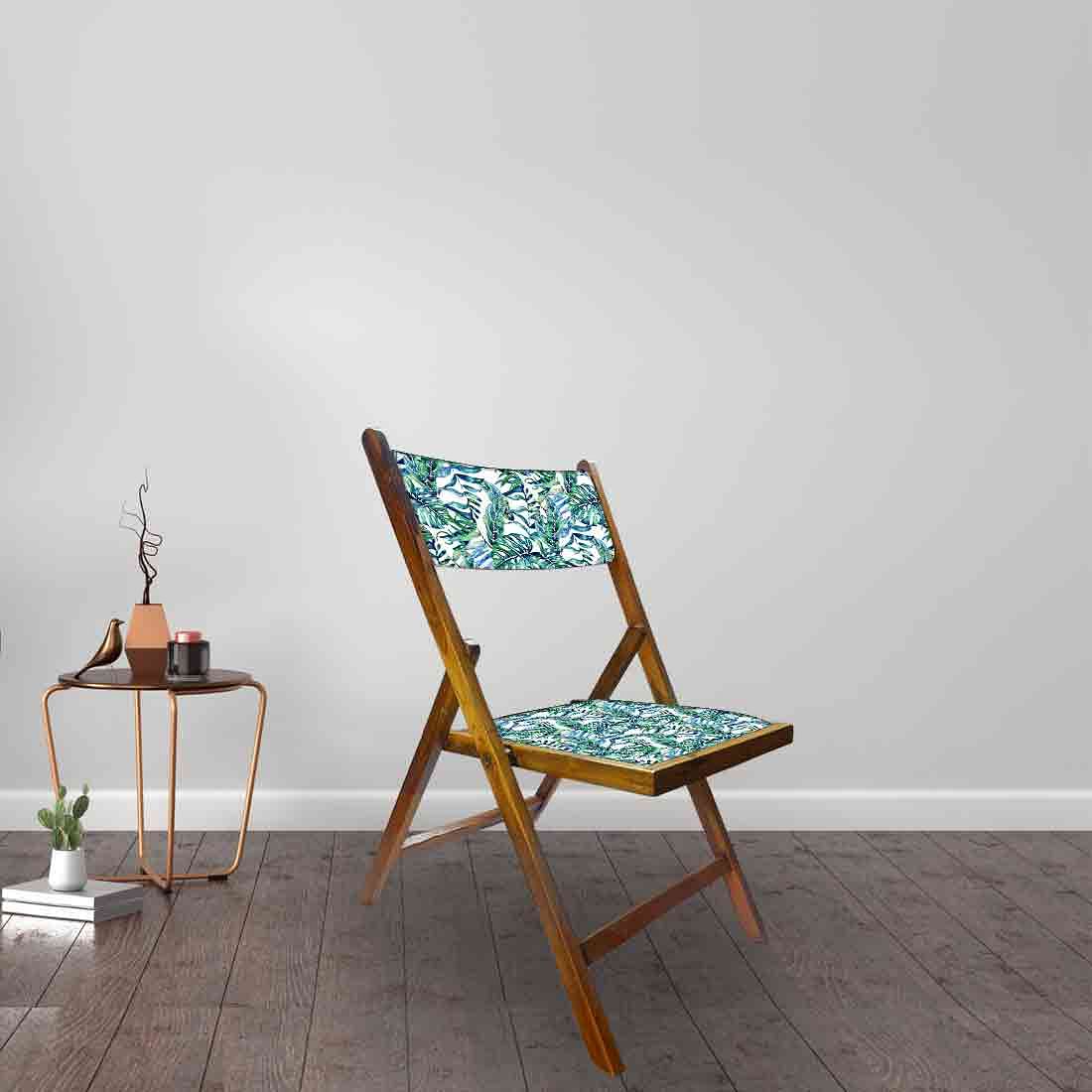Nutcase Teak Wood Folding Chair for adults - Neon Tropical Leaves - Image 3