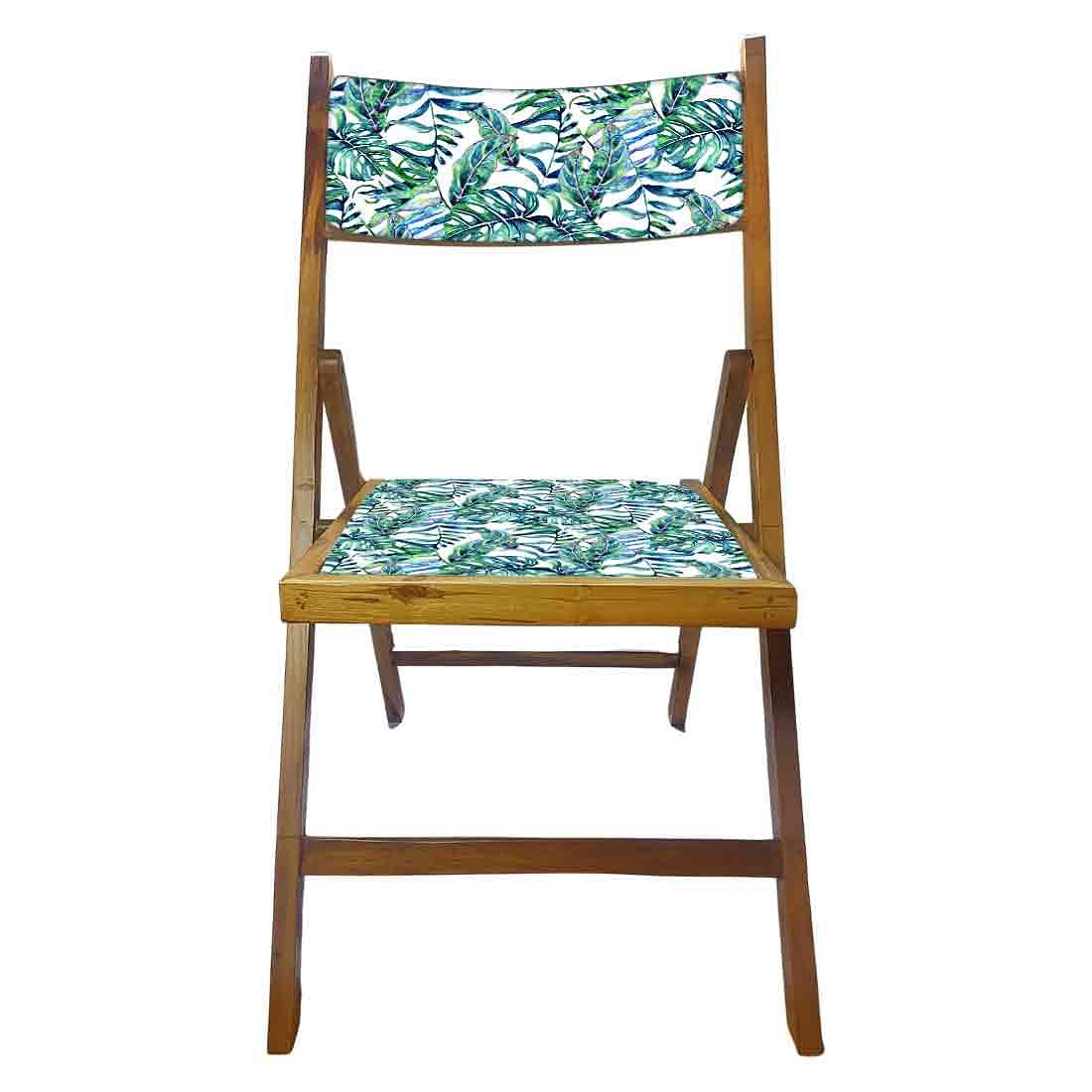 Nutcase Teak Wood Folding Chair for adults - Neon Tropical Leaves - Image 5