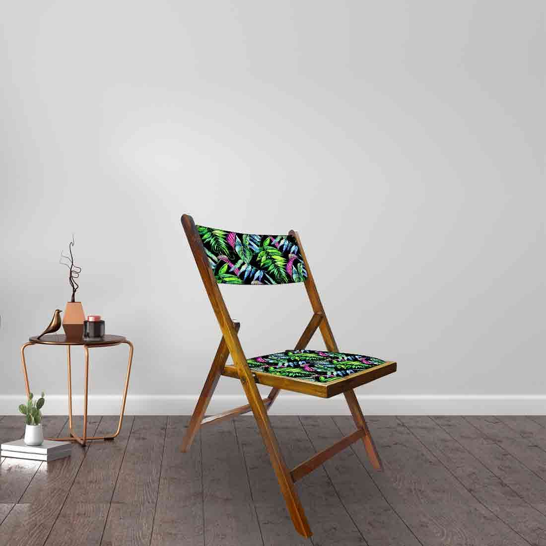Nutcase Folding Wooden Chair - Blue Green Neon Leaves - Image 3