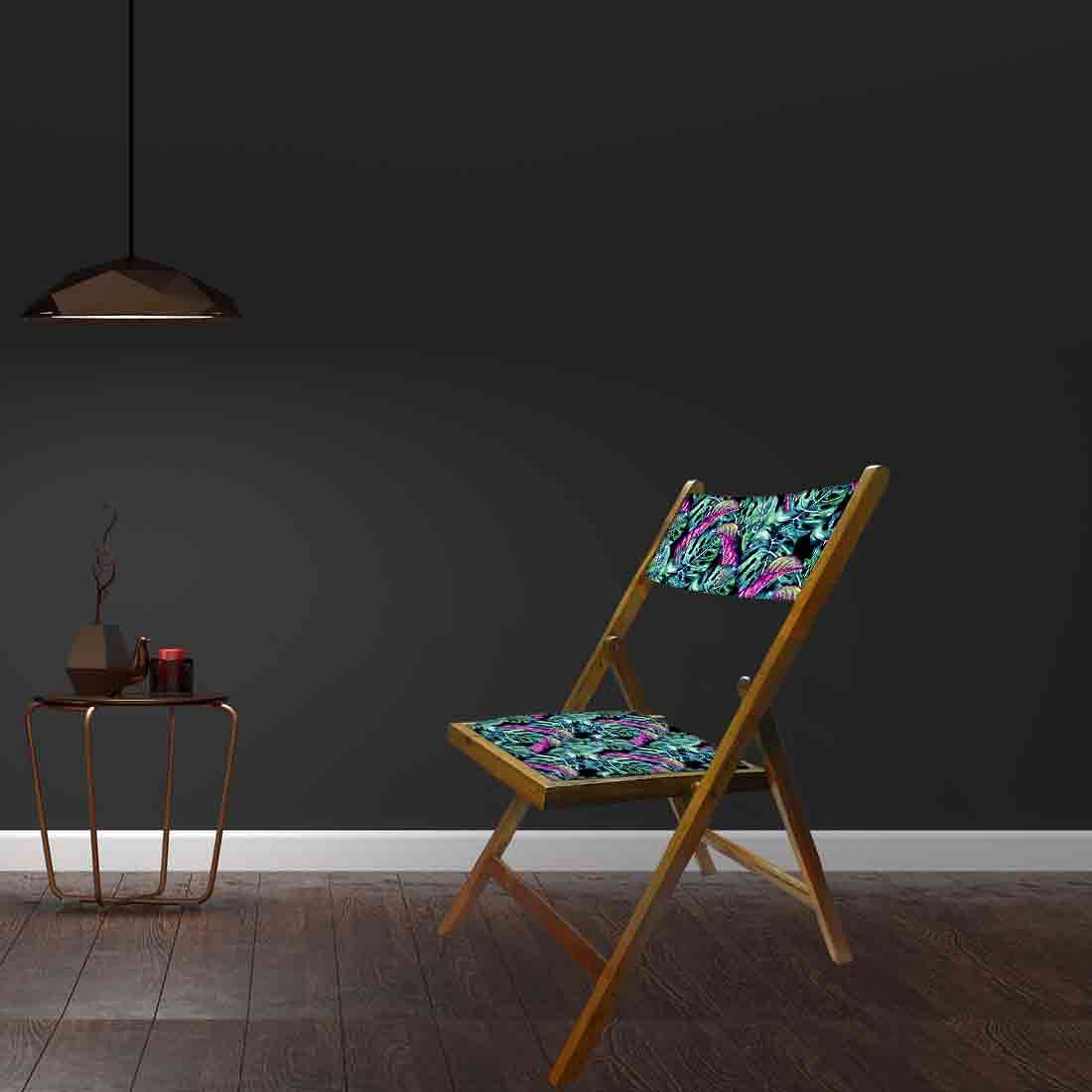 Nutcase Wooden Chair For Balcony Patio - Pink Blue Tropical Leaves - Image 4