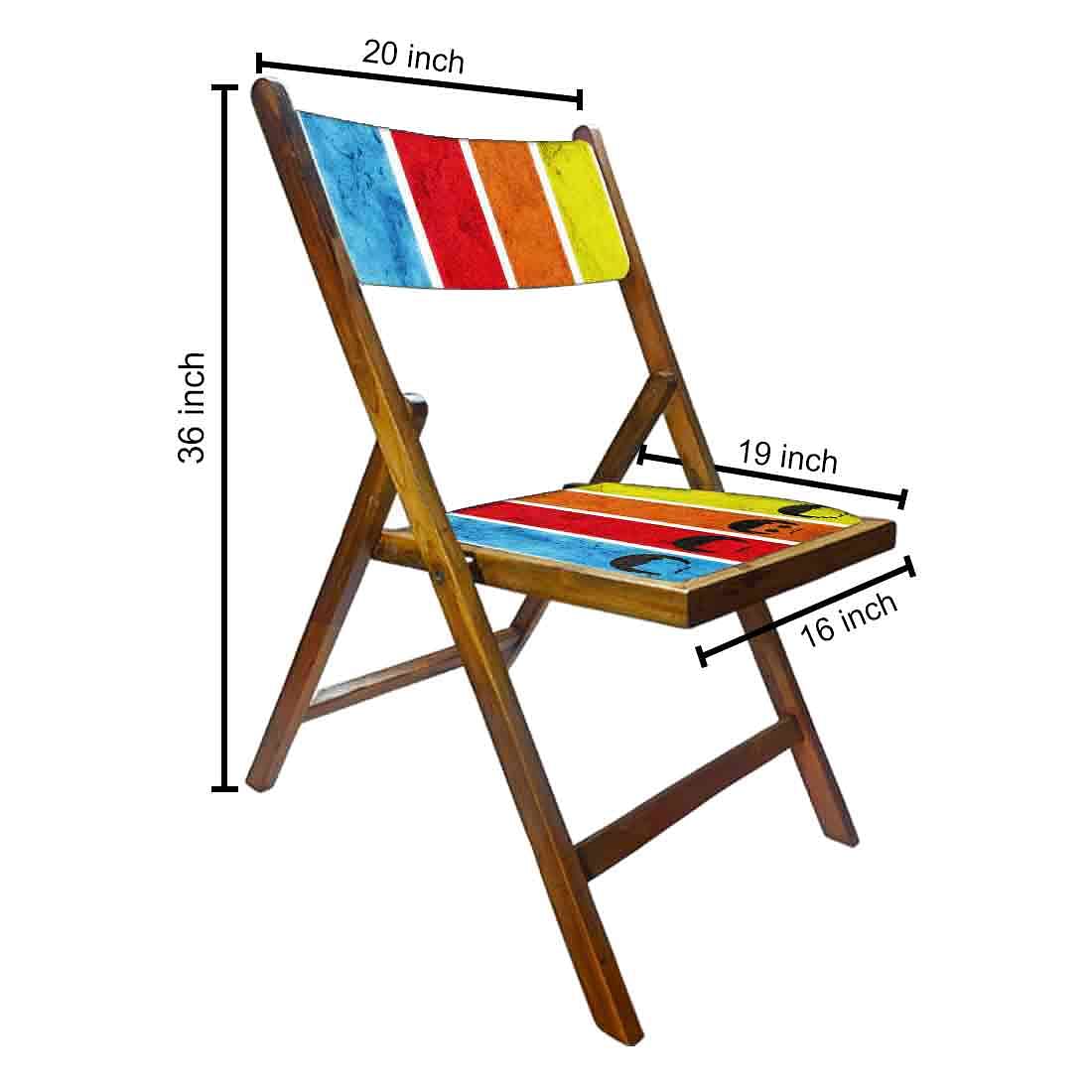 Nutcase Wooden Foldable Chair With Cushion  -  Colored Strips - Image 2