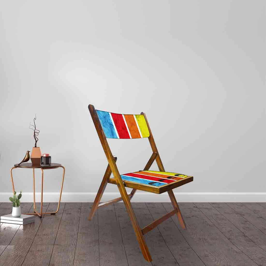 Nutcase Wooden Foldable Chair With Cushion  -  Colored Strips - Image 3