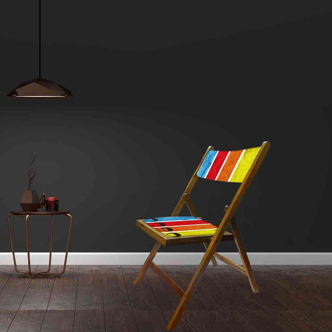 Nutcase Wooden Foldable Chair With Cushion  -  Colored Strips - Image 4