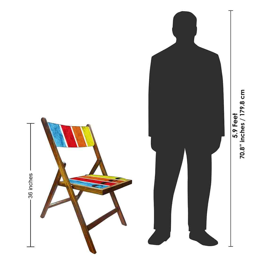 Nutcase Wooden Foldable Chair With Cushion  -  Colored Strips - Image 8