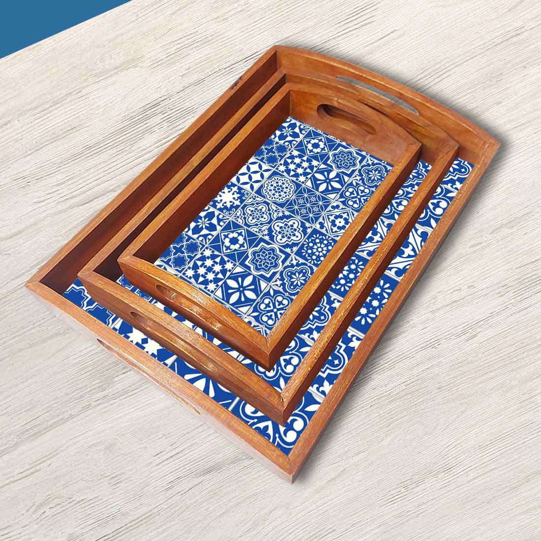 Serving Tray Set Of 3 Nesting Trays Stackable Platters for Serving Snacks