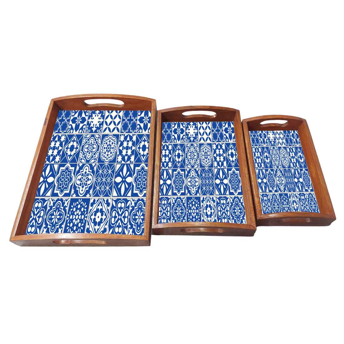Serving Tray Set Of 3 Nesting Trays Stackable Platters for Serving Snacks - Image 4