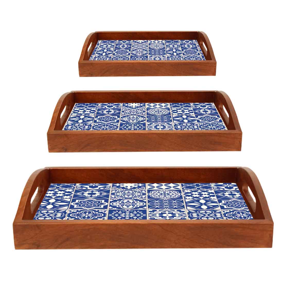 Serving Tray Set Of 3 Nesting Trays Stackable Platters for Serving Snacks - Image 6