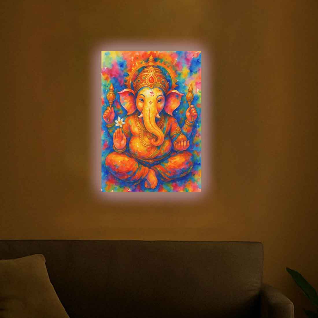 Ganesh ji Photo Frame with Glowing LED Backlight, HD Print– Ideal for Home Temple, Décor, or Gifting - Image 3