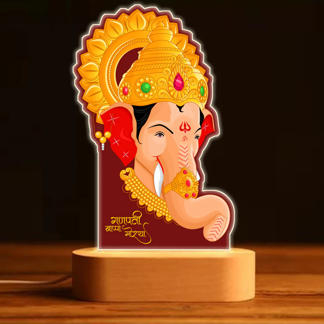 Ganpati LED Light Idol For Home With Silver Coin, Modak Candles & Lamp; - Ganesh Chaturti Gifts - Image 3