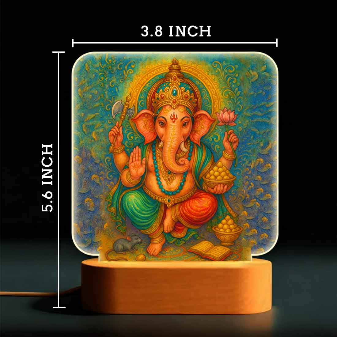 Ganpati LED Light with Wooden Base – Divine Night Lamp for Home Temple & Bedroom Decor - Image 3