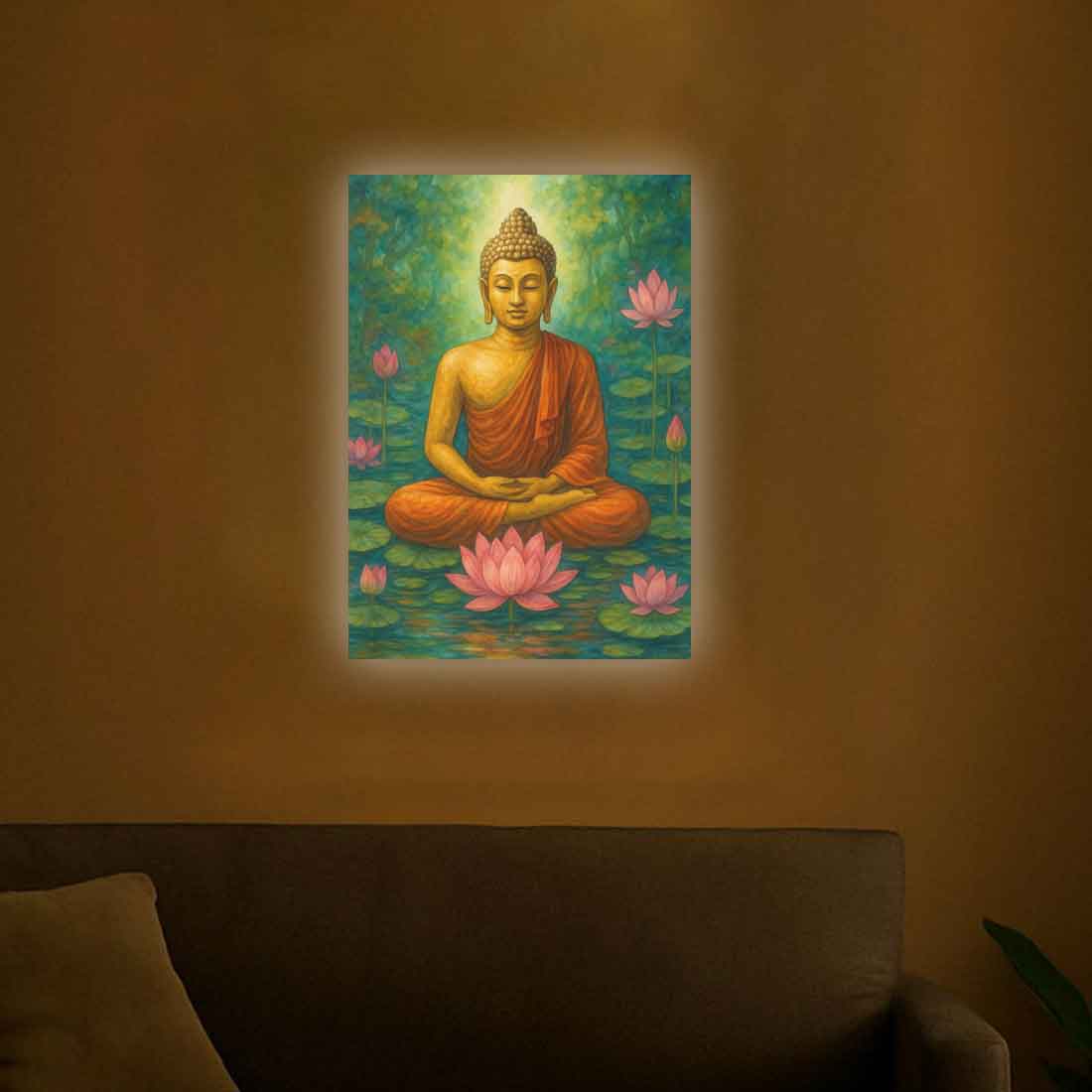 Gautam Buddha Photo Frame with LED Light – Premium Acrylic Wall Art for Elegant Home & Office Décor - Image 6