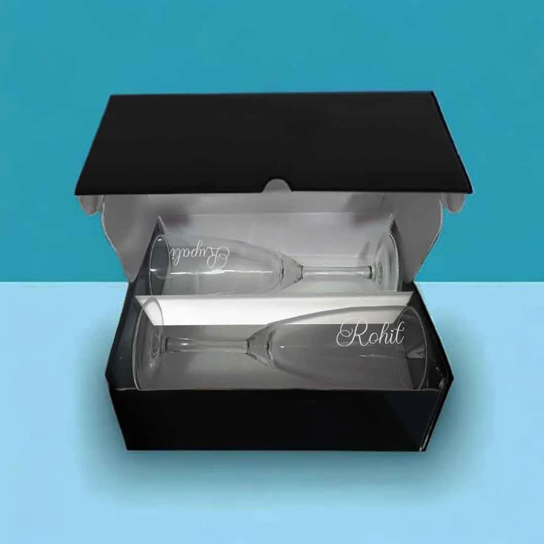 Champagne Glass Set for Couple with Gift Box - Image 6