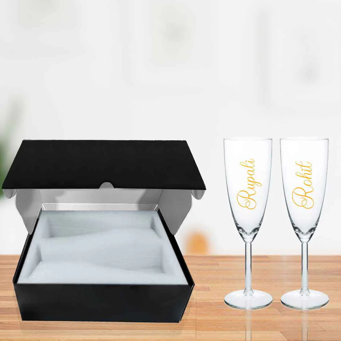 Champagne Glass Set for Couple with Gift Box - Image 7