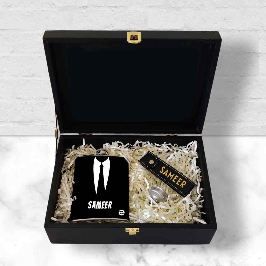 Personalized Gifts for Him Ideas Gift Box Hip Flask Keychains Set - Image 3