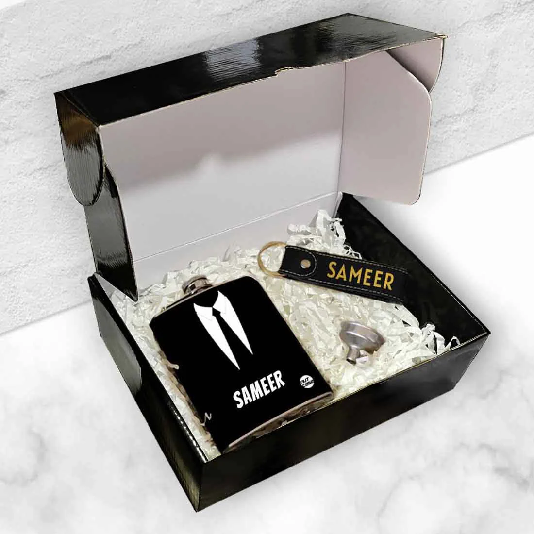 Personalized Gifts for Him Ideas Gift Box Hip Flask Keychains Set - Image 8
