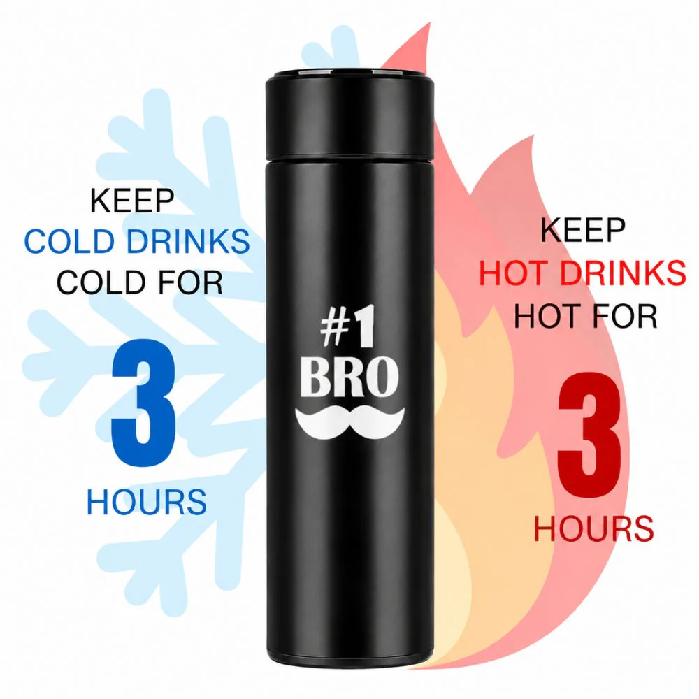 Gift Hamper for Brother | Rakshabandhan Gift Box for Bro with 500ml Tea Flask, 500ml Temperature Coffee Tumbler, 2x11oz ceramic mugs - Image 4