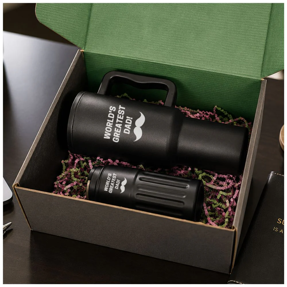Gift Hamper for Dad | Fathers Day Gift Set Includes 1200ml Travel Tumbler and 500ML Temperature Displaying Coffee Tumbler - Image 5