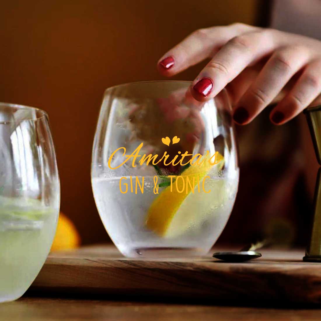 Customized Gin And Tonic Glasses Personalized Drink Glass - Add Name - Image 2