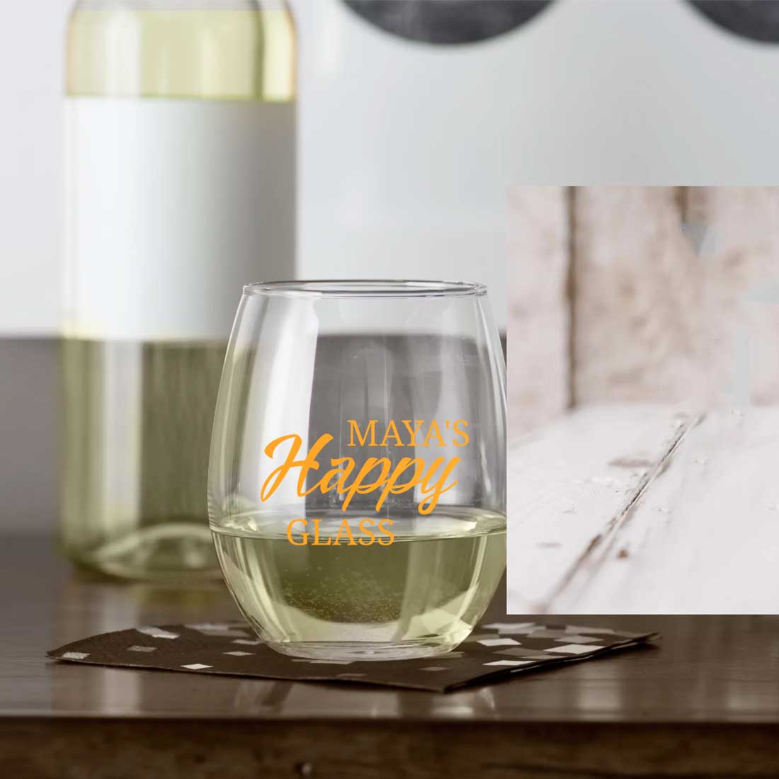 Personalized Stemless Wine Glasses For Women - Happy Glass - Image 3