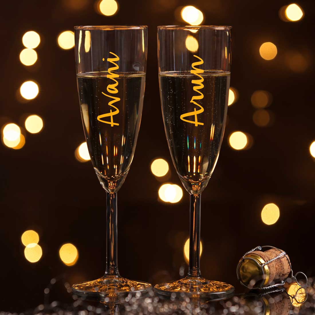 Customized Champagne Glasses With Name Wedding Anniversary Gift - Add Names - Image 3