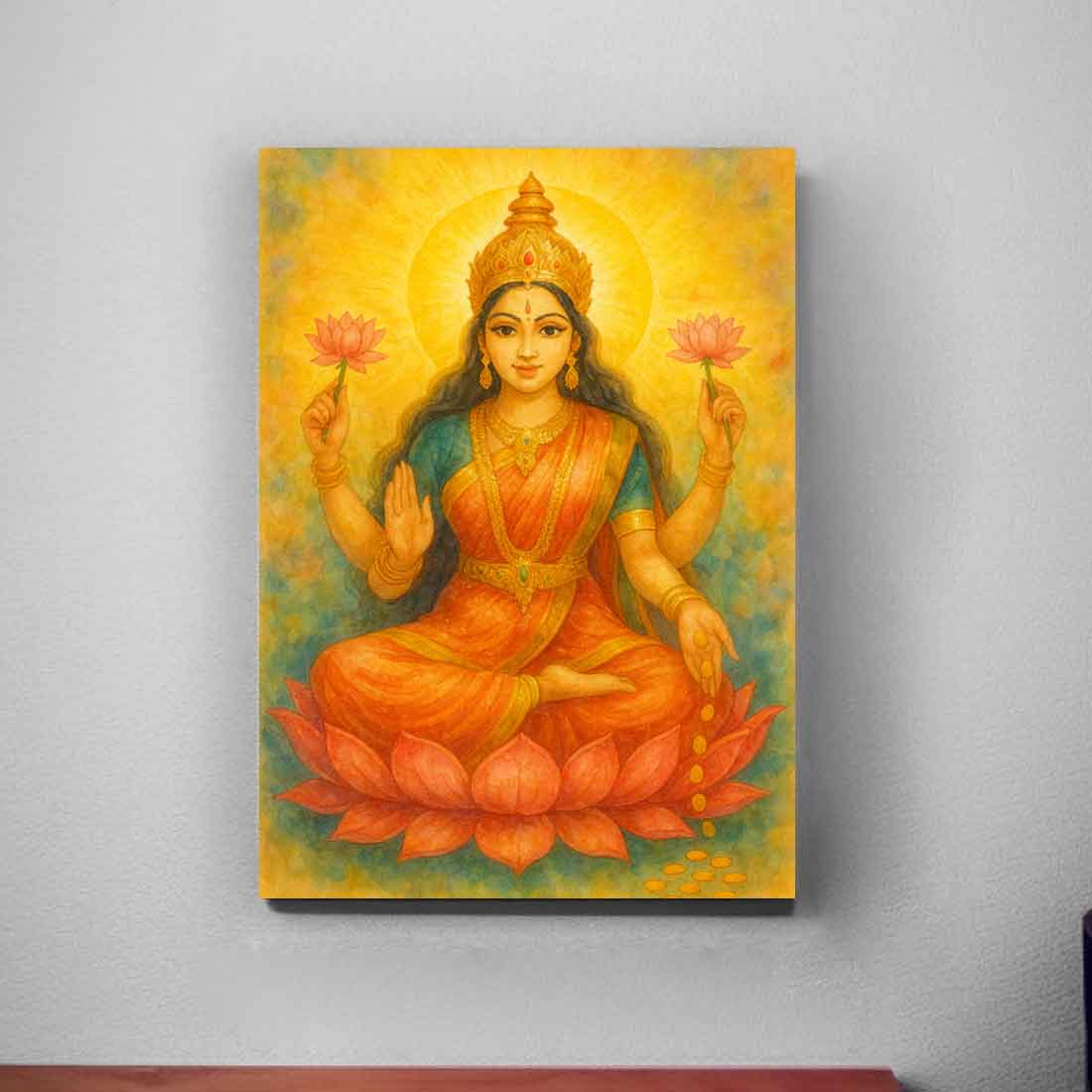 Goddess Lakshmi Photo Frame with Built-in LED-Laxmi Light Wall Art - Image 2