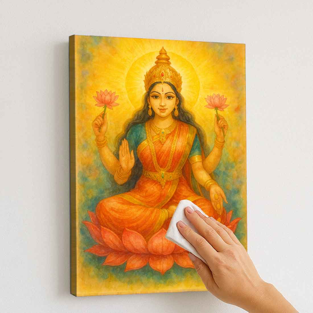 Goddess Lakshmi Photo Frame with Built-in LED-Laxmi Light Wall Art - Image 4