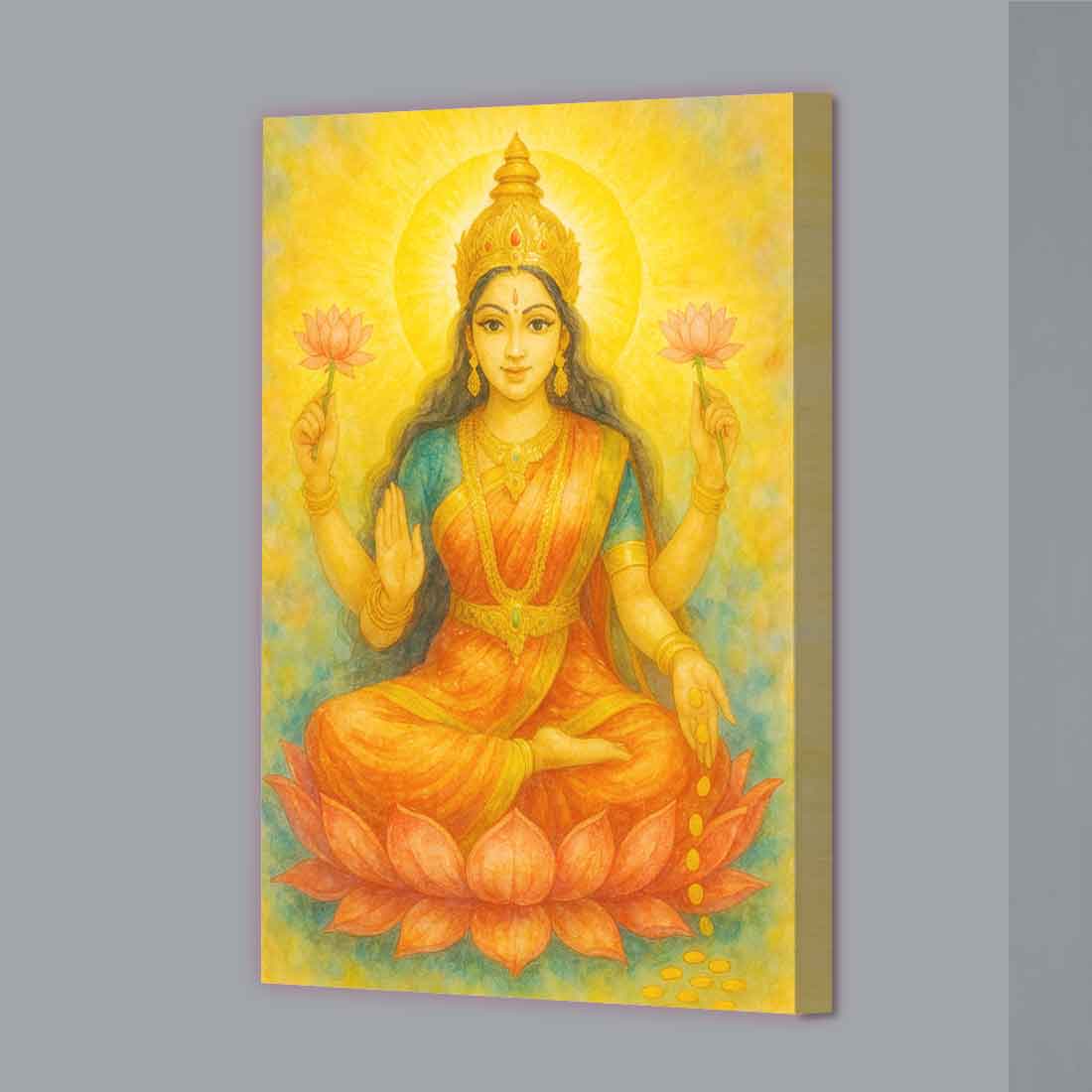 Goddess Lakshmi Photo Frame with Built-in LED-Laxmi Light Wall Art - Image 6