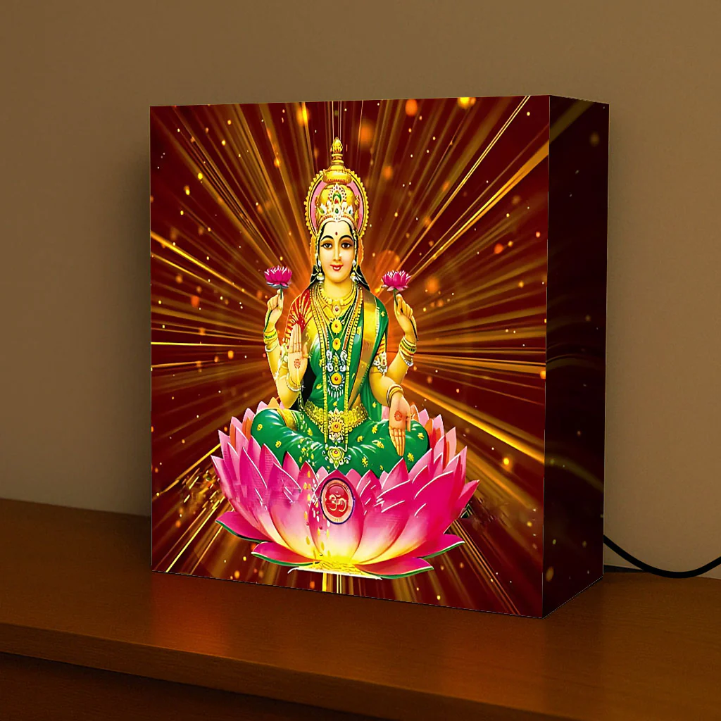 Goddess Laxmi Table Lamp – Divine Light for Home Temple & Spiritual Wall Décor - Image 2