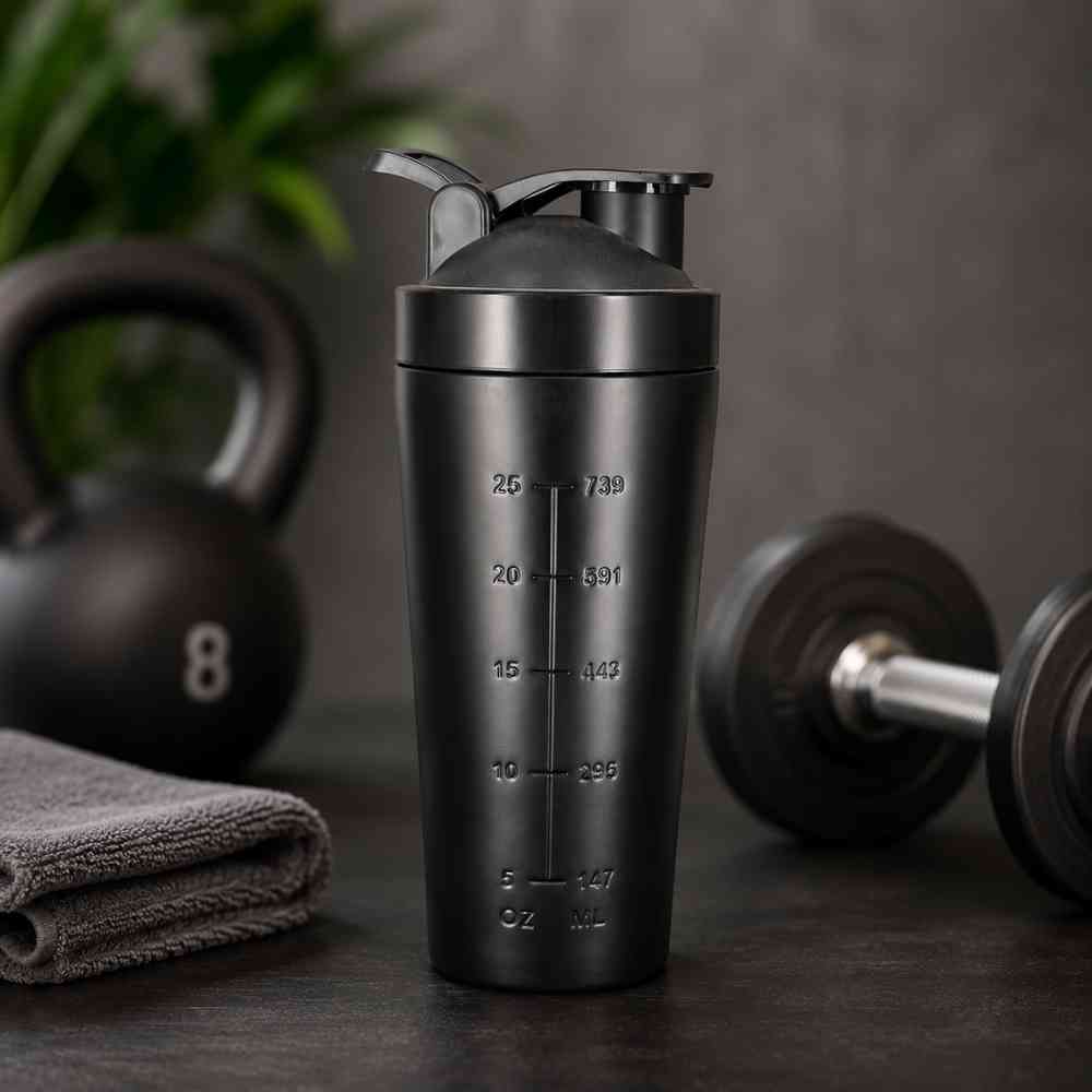 Personalised Gym Shaker Bottle for Protein Shakes Stainless Steel Mixer with Whisk Ball - Image 3