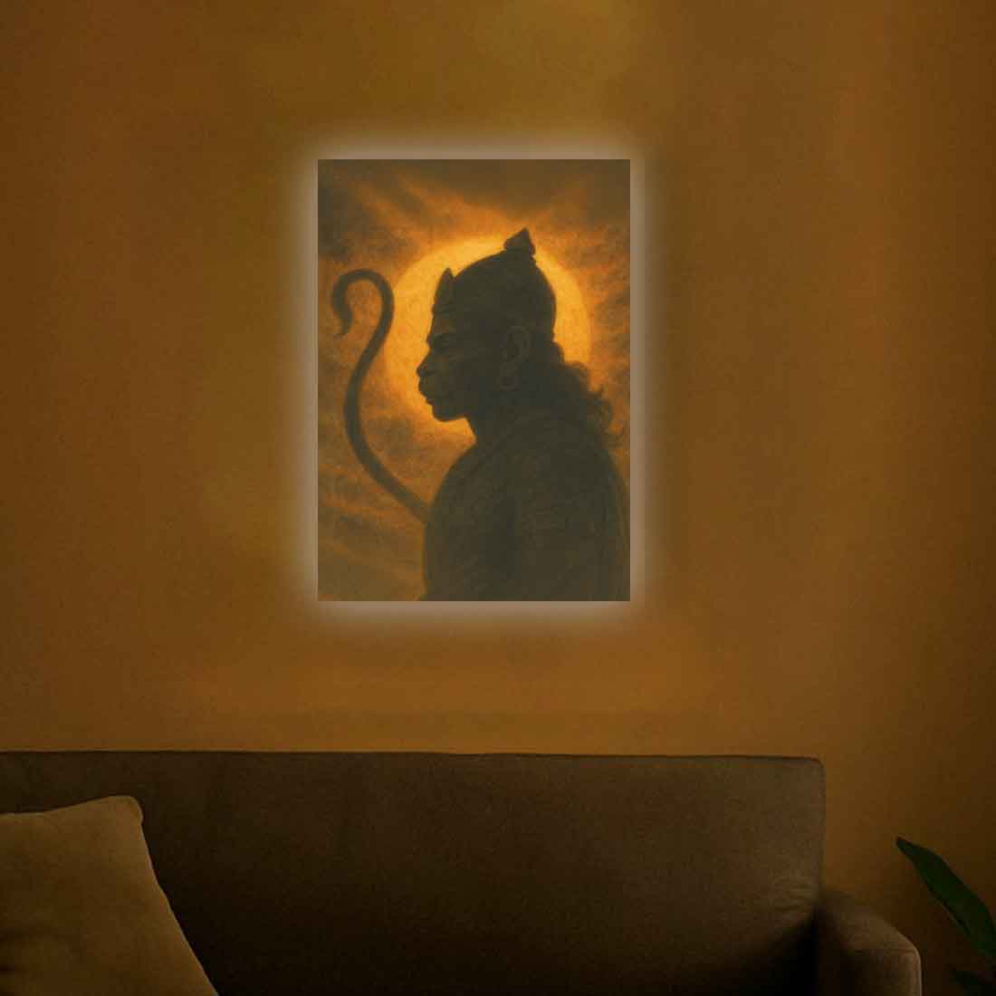 Hanuman Ji Photo Frame with Light – LED Wall Décor for Temple, Living Room & Office - Image 6