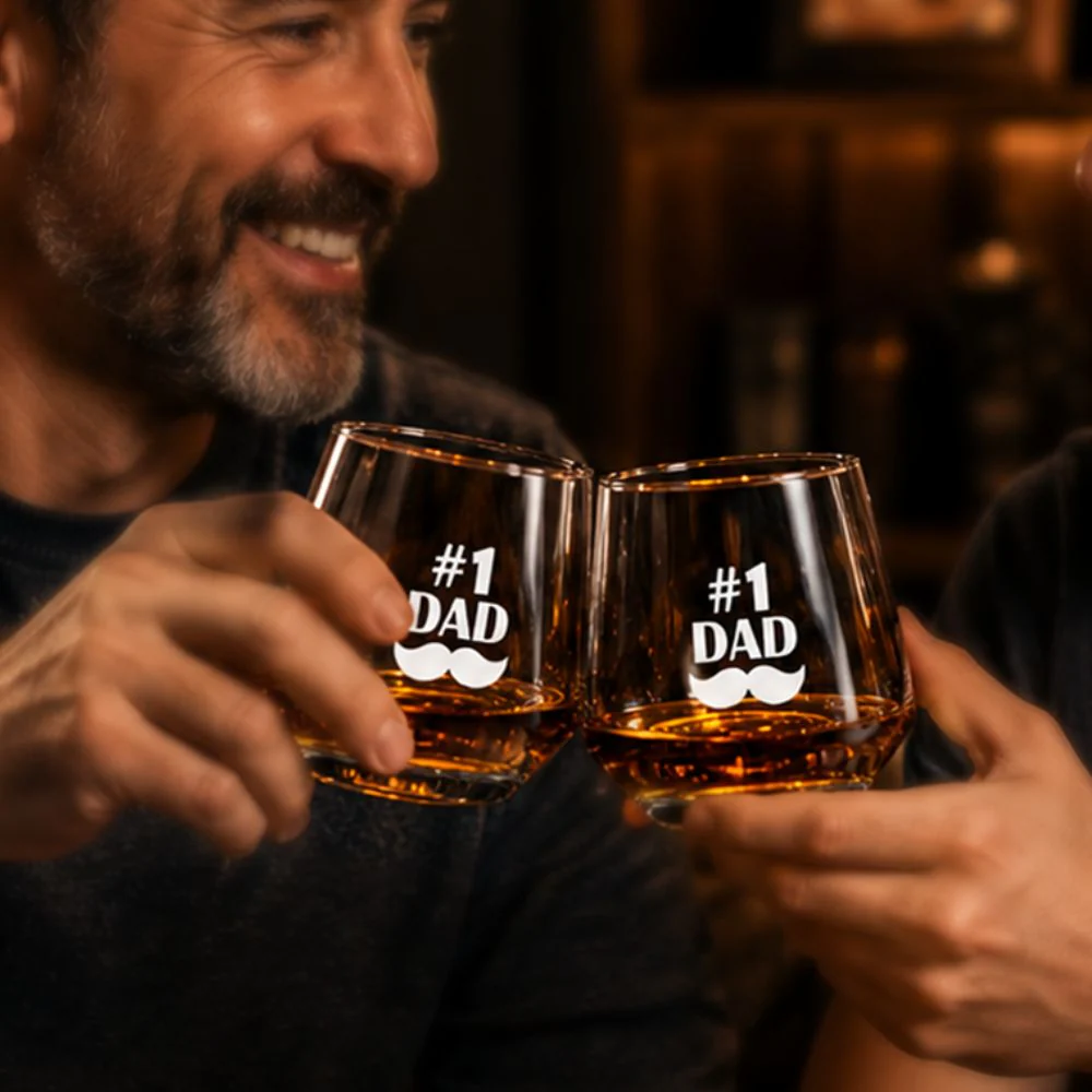 Personalized Father’s Day Gift Whiskey Glass Set – Custom Engraved Luxury Crystal Tumblers - Image 4