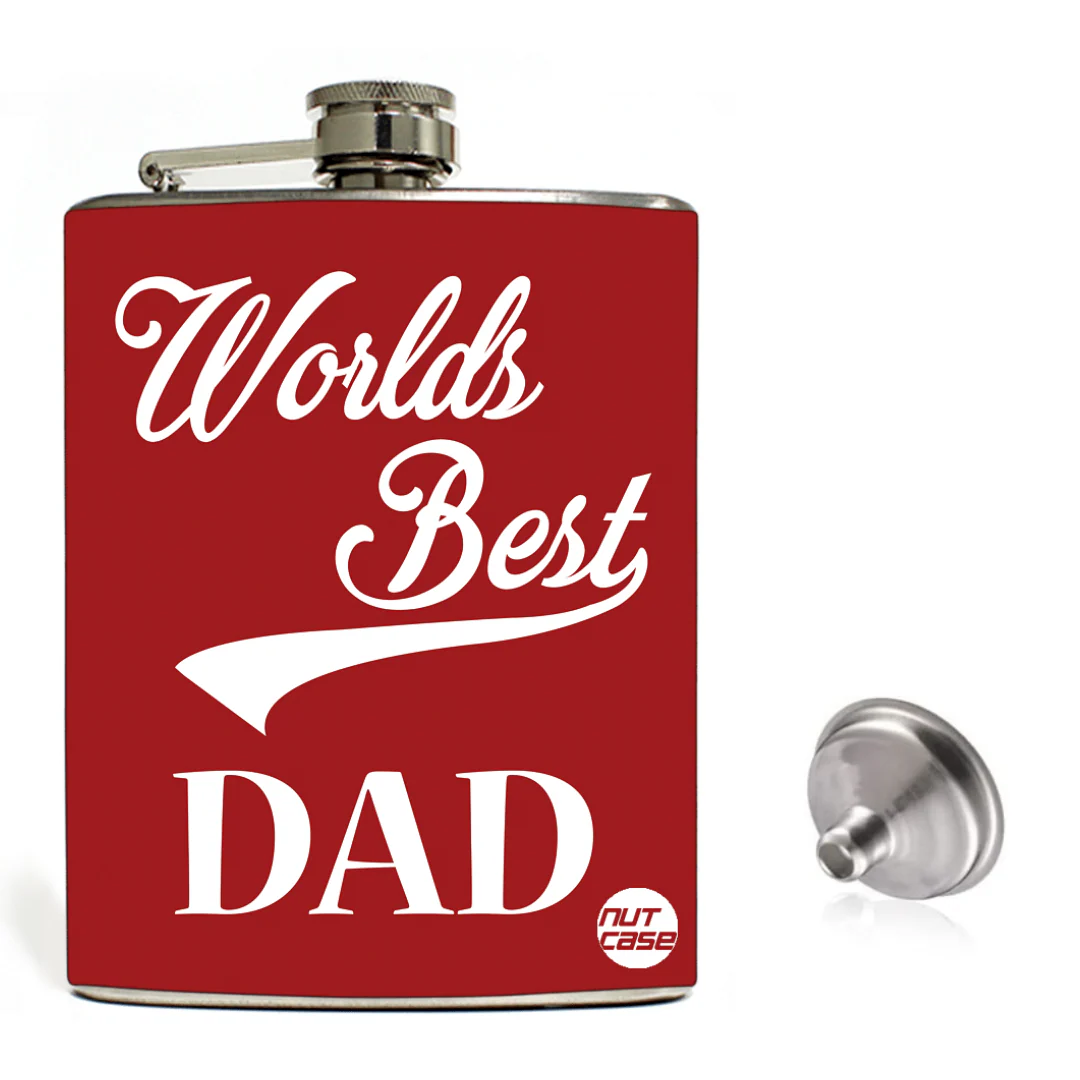 Hip Flask - FATHERS DAY - World Best Day Retro - Black-Red - Image 3