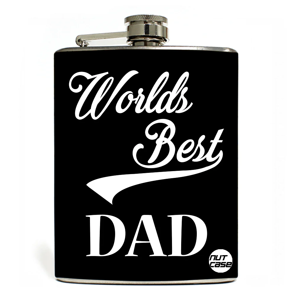 Hip Flask - FATHERS DAY - World Best Day Retro - Black-Red - Image 4