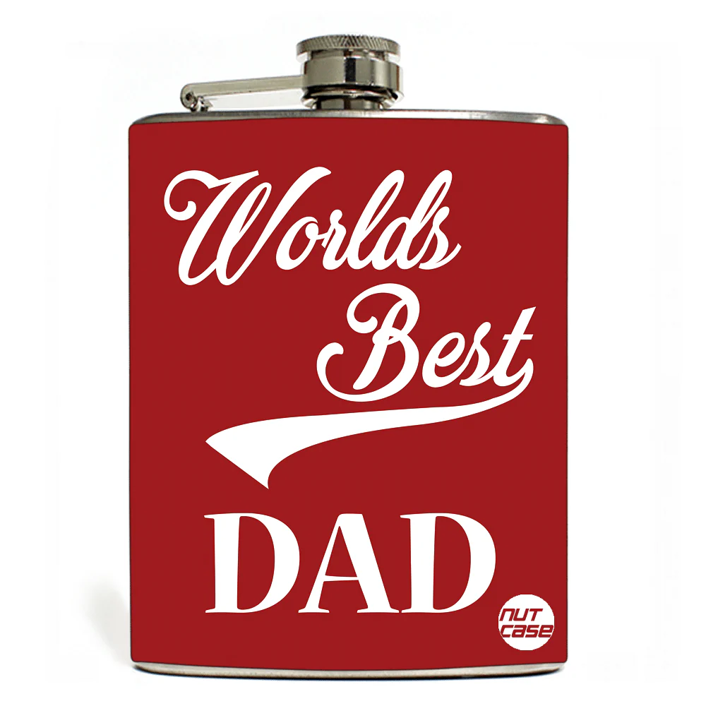 Hip Flask - FATHERS DAY - World Best Day Retro - Black-Red - Image 5
