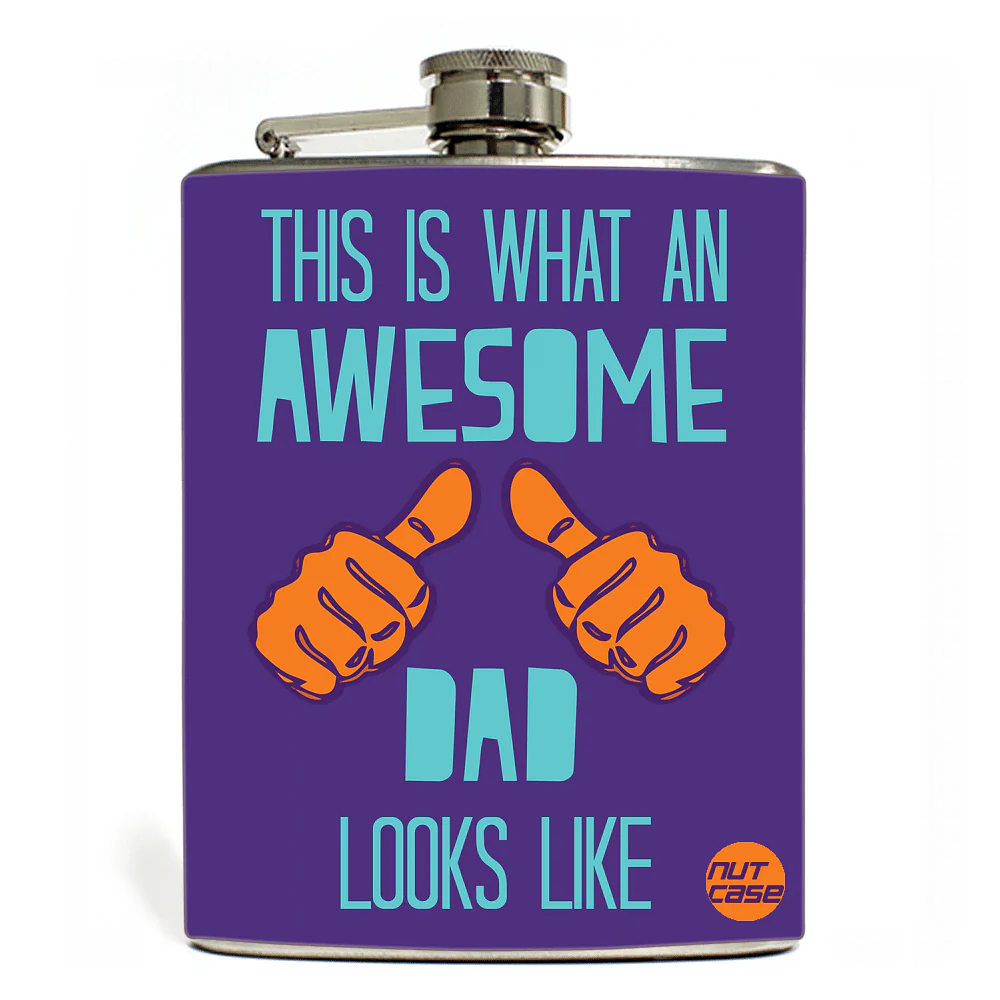Hip Flask - FATHERS DAY - Awesome dad Purple - Image 3