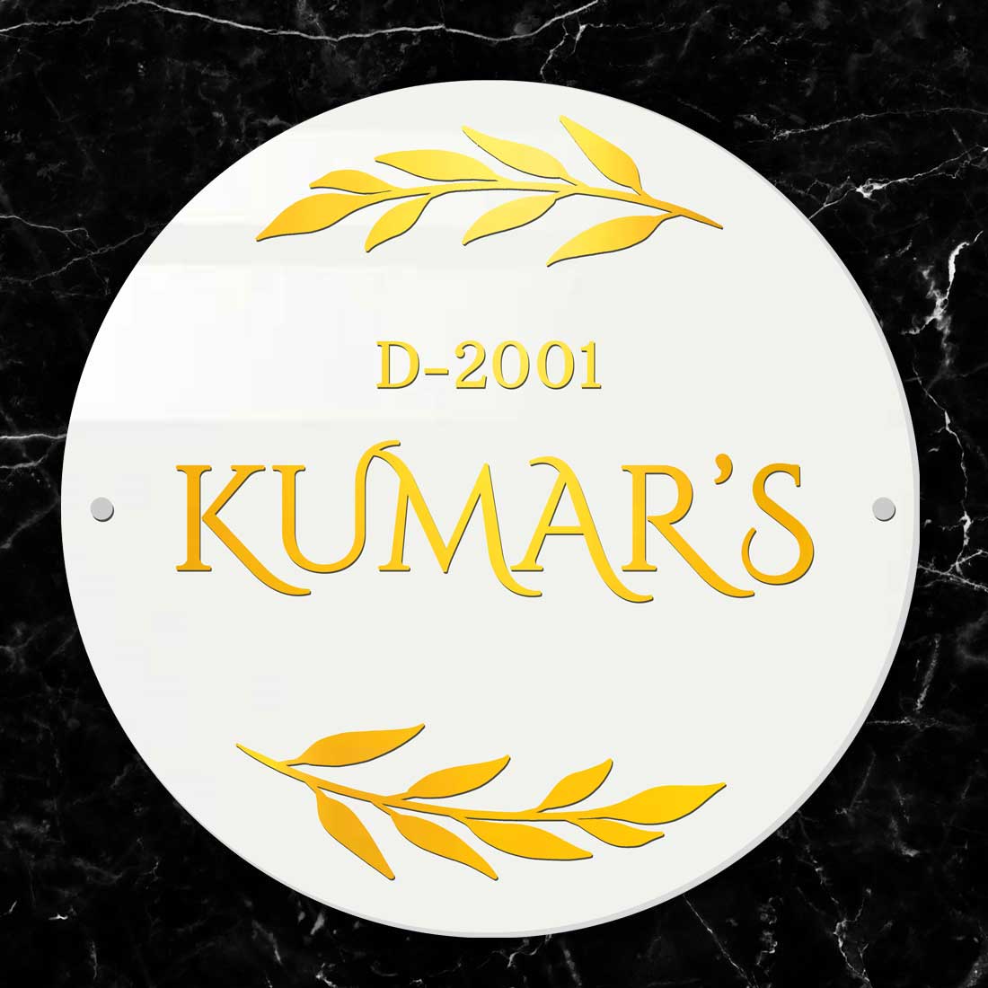 Personalised Golden Acrylic Letters House Name Plate Design for Door Entrance Home Flats - Add Surname