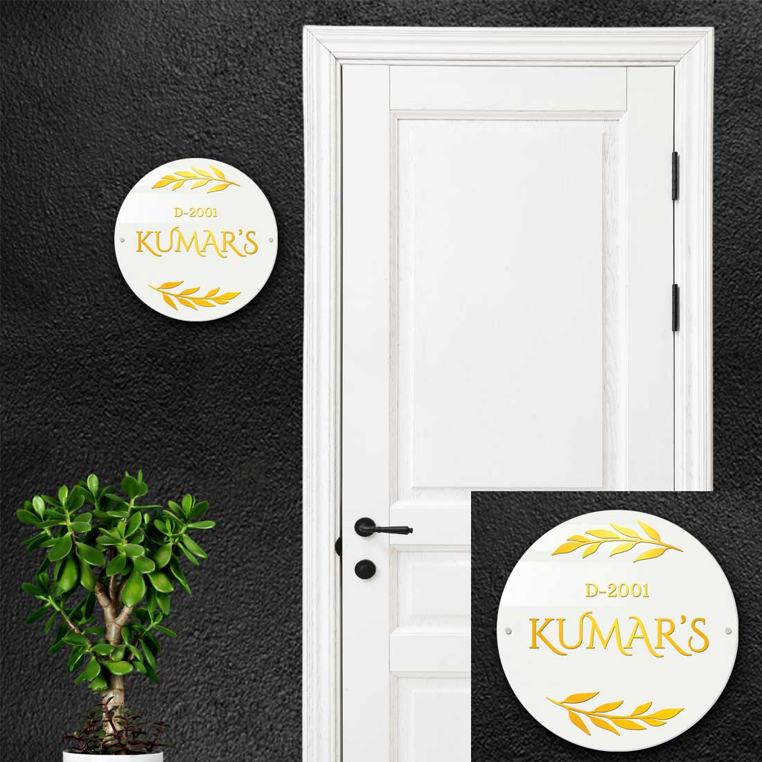 Personalised Golden Acrylic Letters House Name Plate Design for Door Entrance Home Flats - Add Surname - Image 2
