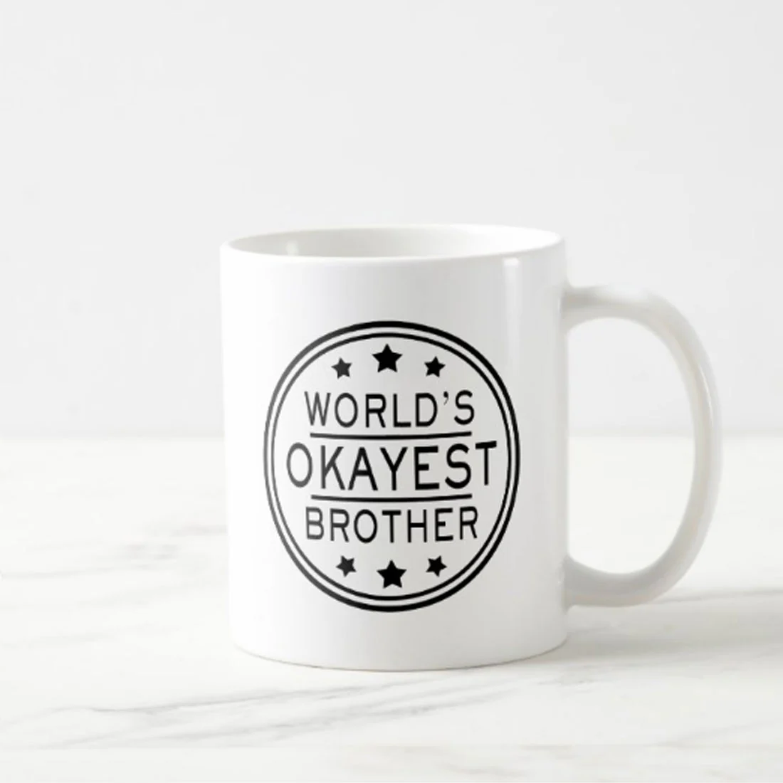 Idiot Coffee Tea Mug For Brothers Ceramic Cup - Worlds Okayest Brother - Image 2