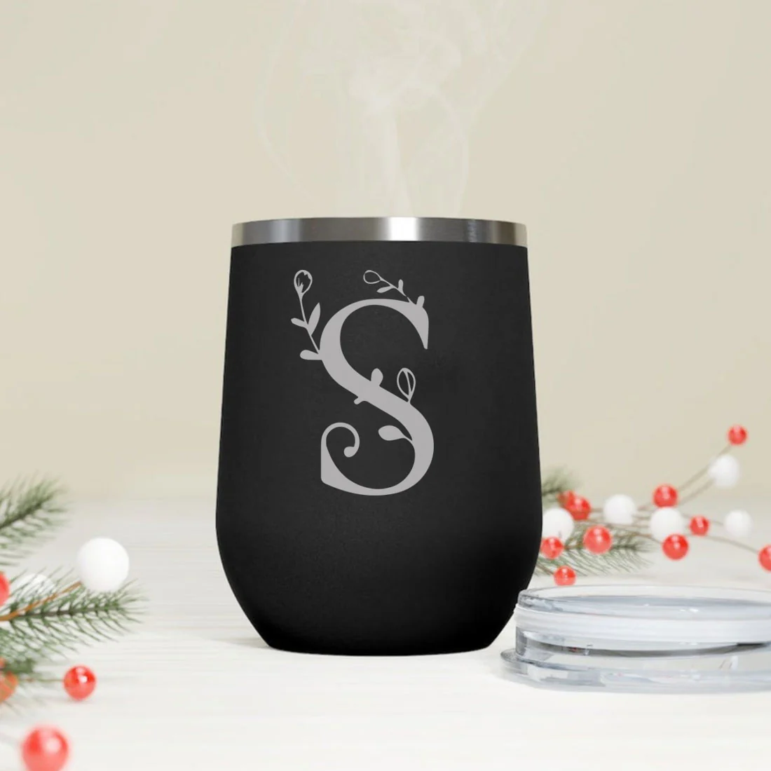 Customized Insulated Coffee Travel Mug With Name Engraved Design (350 ML) - Monogram - Image 5