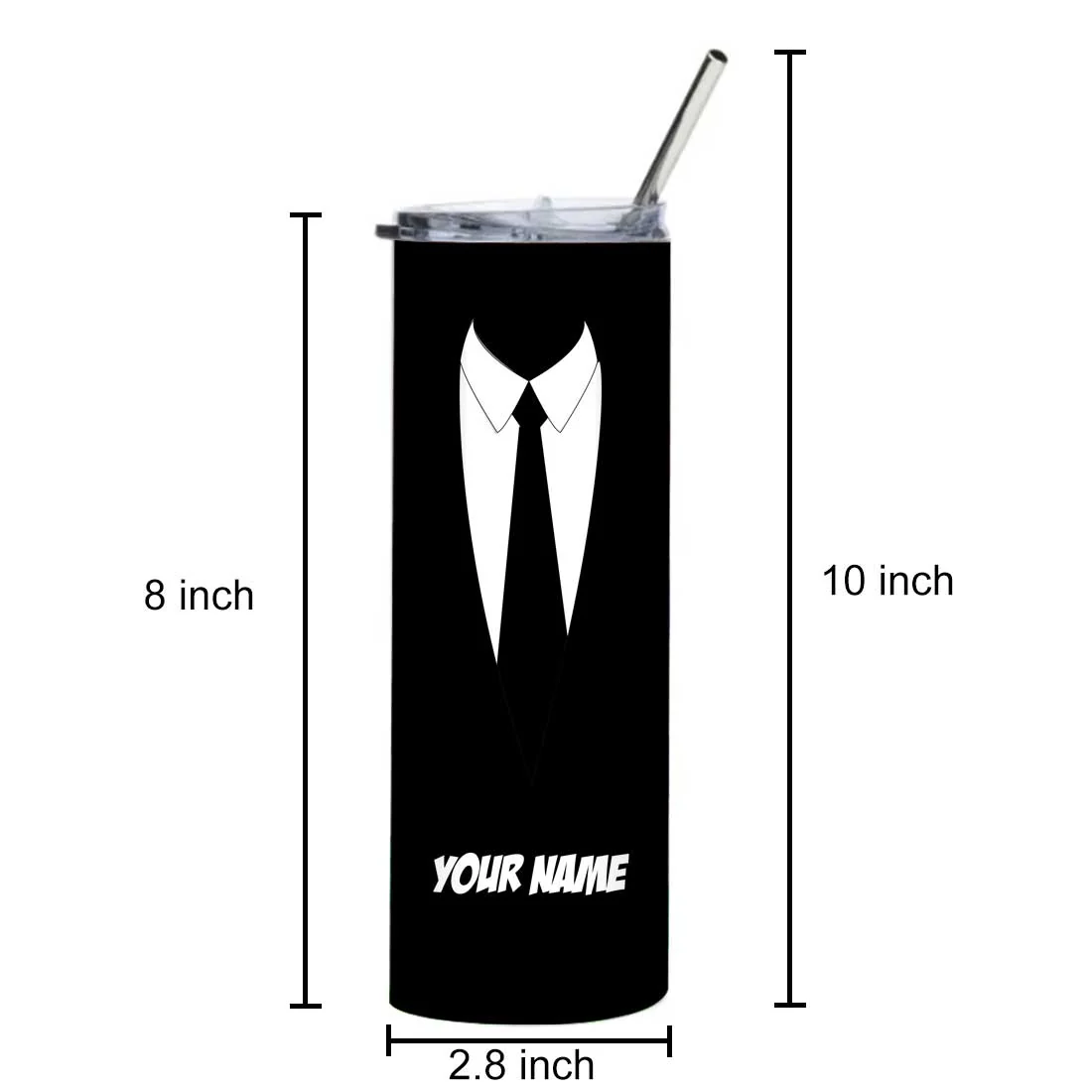 Nutcase Insulated Travel Mug with Name Stainless Steel Coffee Tumbler - 600 ml Cup with Metal Straw - Image 4
