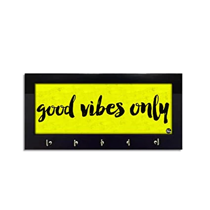 Wooden Wall Decor Key Holder for Keys Organizer - Good Vibes - Image 2